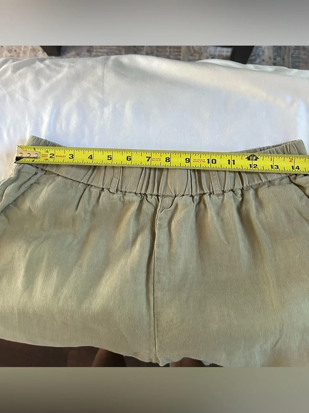 Quince 100% European Linen Pull On Pants Olive Green Elastic Waist Medium